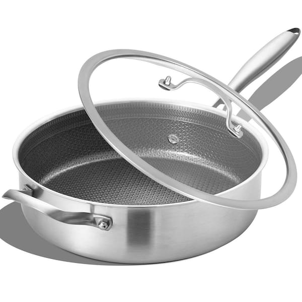 6 qt. Stainless Steel Non Stick Saute Pan with Lid, Induction Cooking Pan, Dishwasher and Oven Safe
