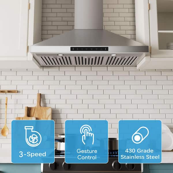 VIKIO 30 in. 900 CFM Ducted Wall Mount Range Hood in