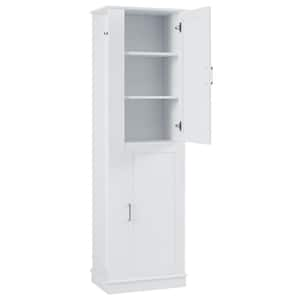 21 in. W x 14 in. D x 68 in. H Bathroom Storage Cabinet with Hook and Adjustable Shelf, White