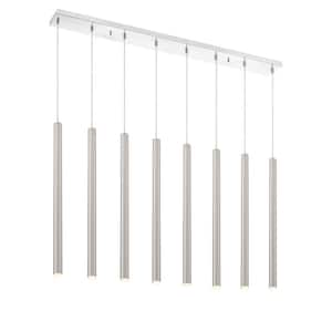 Forest 5-Watt 8-Light Integrated LED Chrome Shaded Chandelier with Brushed Nickel Steel Shade