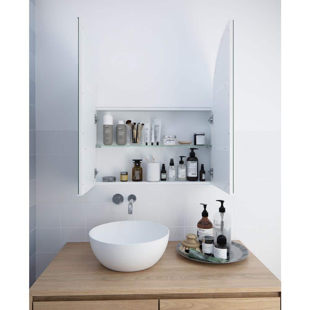 White Arch Shape Two Door Steel Medicine Cabinet