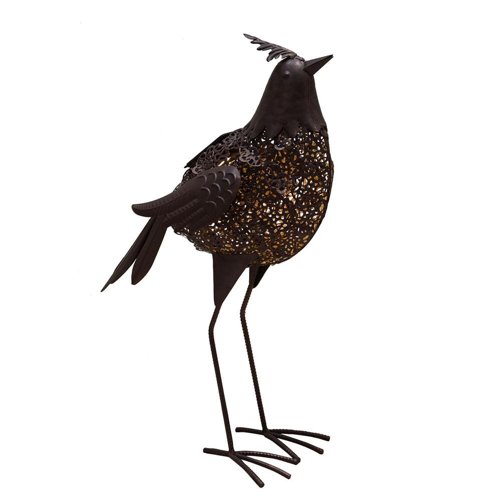 20.3 in. Steel Indoor/Outdoor Garden Bird Metal Sculpture Statue with Solar