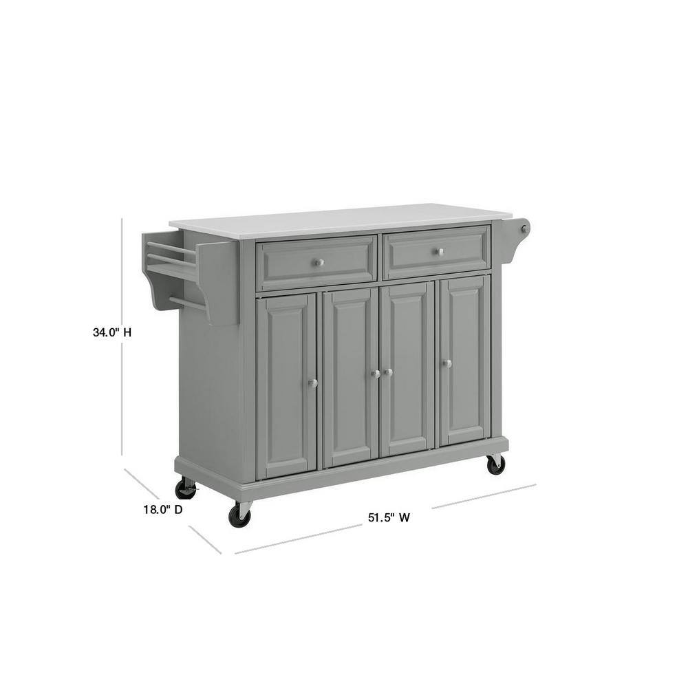 Gray Granite Top Kitchen Cart with Storage and Spice Rack