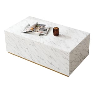 43.3 in. White Rectangle MDF Coffee Table for Living Room