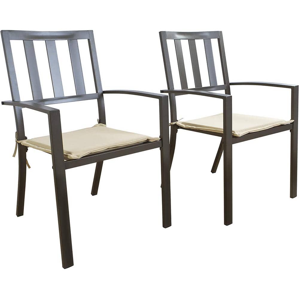 KOZYARD Coolmen 2Pack Wrought Iron Outdoor Patio Dining Chair with