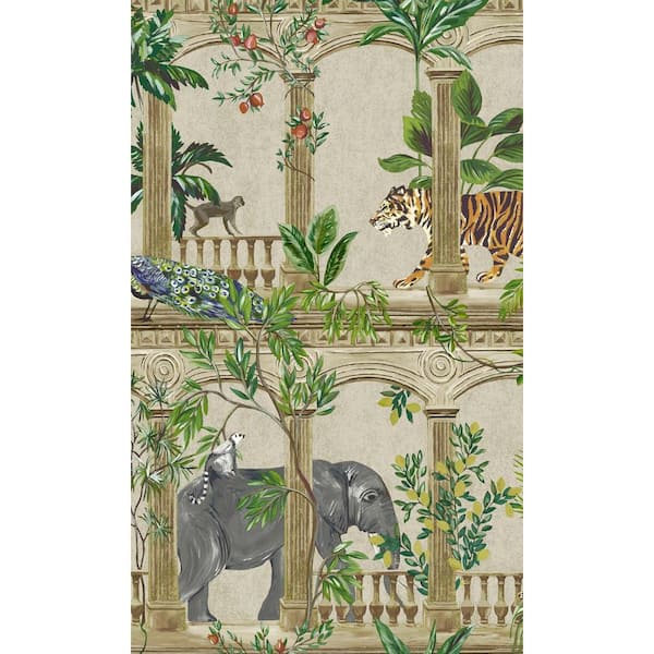 Beige Ancient Inspired Tropical Shelf Liner Non-Woven Wallpaper Non-Pasted (57 sq. ft.) Double Roll