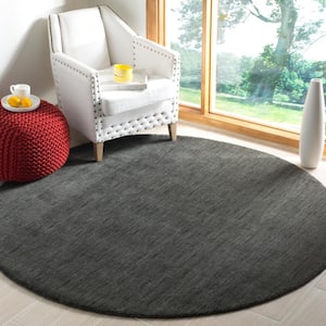 Himalaya Charcoal 6 ft. x 6 ft. Round Solid Area Rug