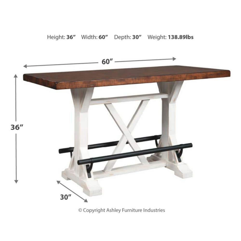 Valebeck Brown and White Reclaimed Wood Counter Height Table