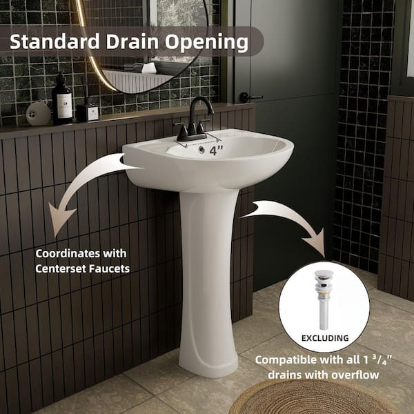 Los Flexi 21 in. x 19 in. White Ceramic Rectangular Pedestal