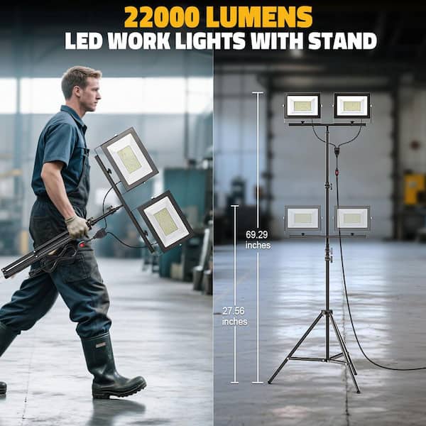 BeamBox 120 Volt 22000 Lumen Integrated LED Work Lights with Stand