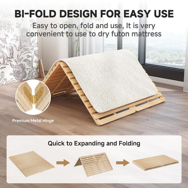 ABORON Tatami Bed Frame Foldable Wood Slatted Floor Bed Frame for