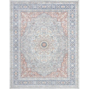 Multi-Colored 8 ft. x 10 ft. 2in. Non-Shedding Abstract Indoor Area Rug