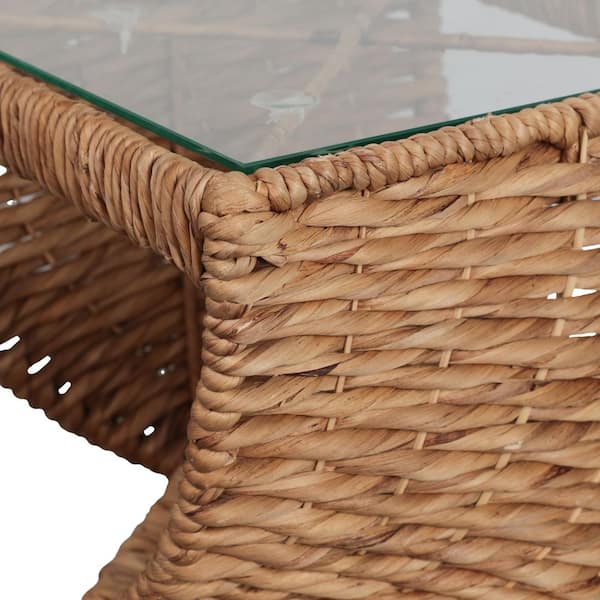JONATHAN Y Suraya 14 in. Square Handwoven Water Hyacinth