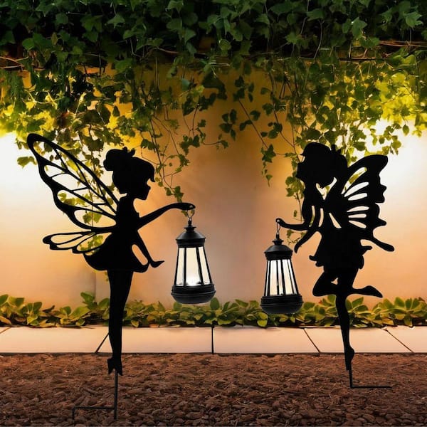 FAWEY TRED INC Solar Garden Fairy Decor Lights, 2 Packs, Metal