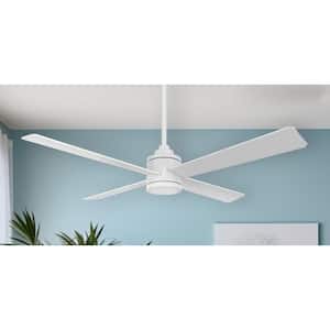 Falco 54 in. Indoor Flat White Low Profile Standard Ceiling Fan with Warm White Integrated LED and Remote Included