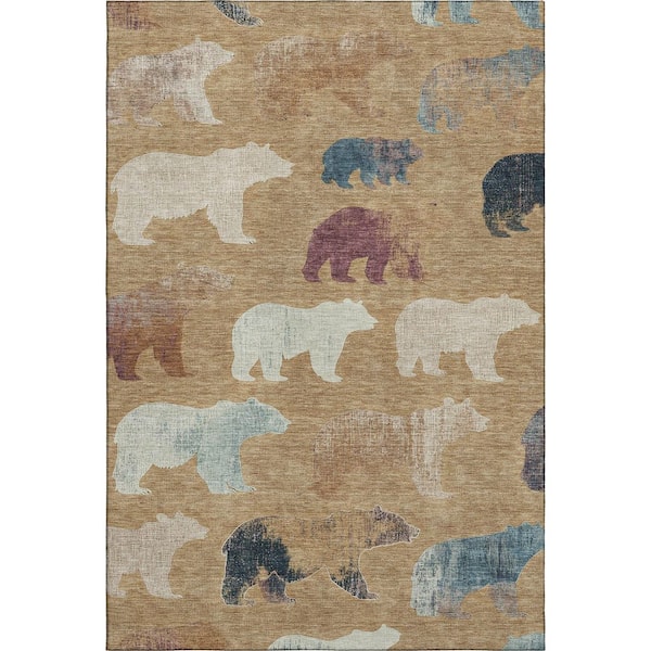 Mayfield Premium Machine Washable Abstract AMF2338 Gold 10 ft. x 14 ft. Area Rug