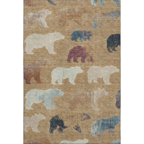 Mayfield Premium Machine Washable Abstract AMF2338 Gold 9 ft. x 12 ft. Area Rug