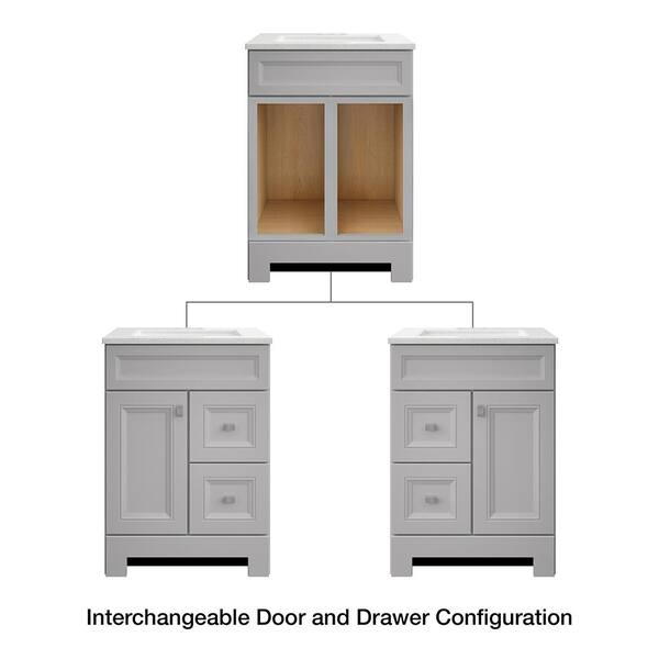 Sedgewood 24-1/2 in. Bath Vanity in Dove Gray with Solid Surface Technology Vanity Top in Arctic with White Sink