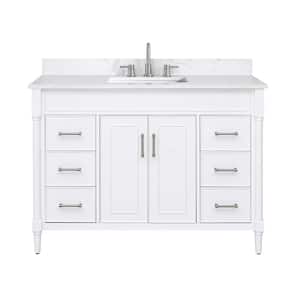 Bristol 49 in. W. x 22 in. D x 35 in. H Single sink Bath Vanity Combo in White finish with Cala White Engineered Top