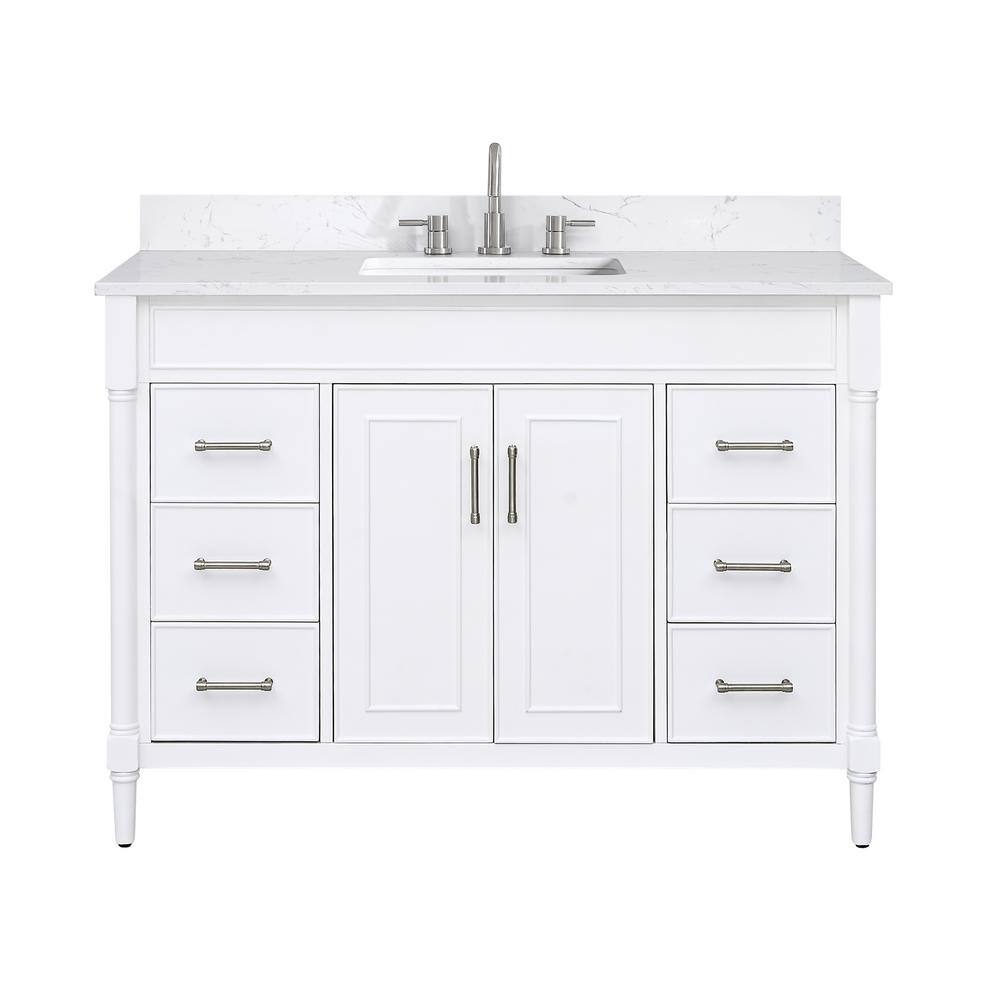 White 49'' Single Bathroom Vanity with Engineered Stone Top