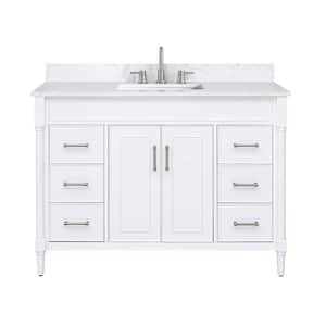 Bristol 49 in. Single Sink White Bath Vanity with Cala White Engineered Stone Top