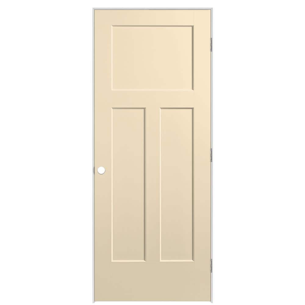 32 in. x 80 in. 3-Panel Winslow Left-Hand Solid Core Golden Haystack Molded Composite Single Prehung Interior Door