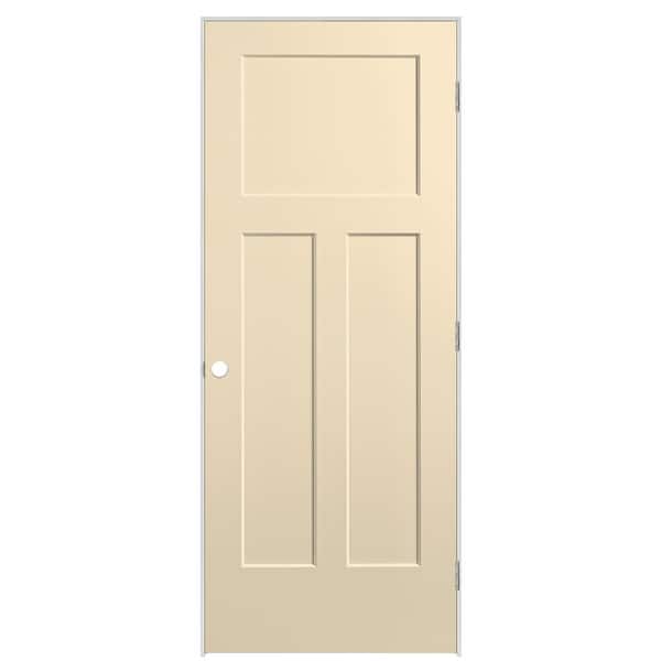 Masonite 32 in. x 80 in. 3-Panel Winslow Left-Hand Solid Core Golden Haystack Molded Composite Single Prehung Interior Door