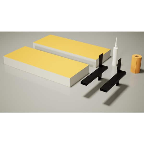 THE ORIGINAL GRANITE BRACKET 24 in. L x 14 in. W x 4 in. H Floating Shower Bench Kit with Orange XPS Foam Board and Industrial Free Hanging Bracket
