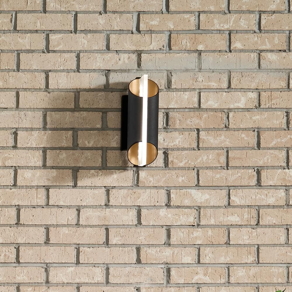 Astalis 12" Black Textured LED Cylinder Wall Sconce