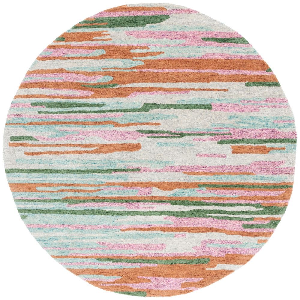 Bellagio 6 ft. x 6 ft. Green/Pink Running Camo Round Area Rug price history on PriceWatchPro