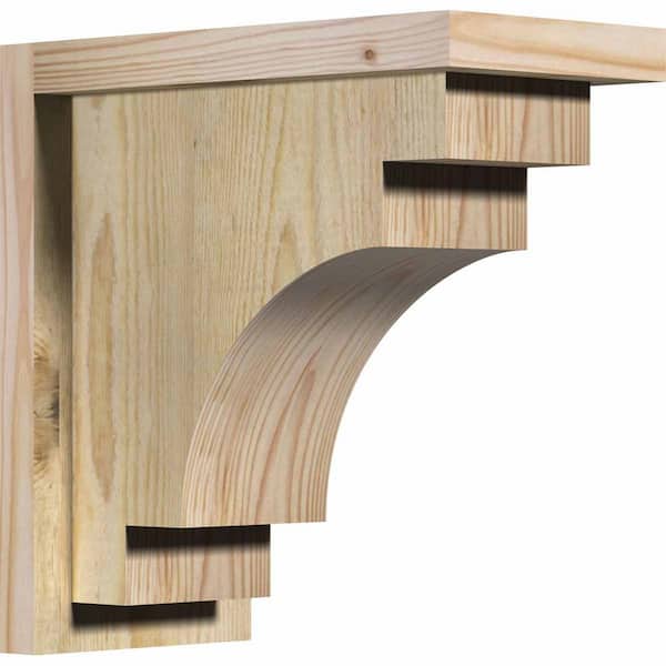Ekena Millwork 6 in. x 12 in. x 12 in. Douglas Fir Mediterranean Rough Sawn Corbel with Backplate