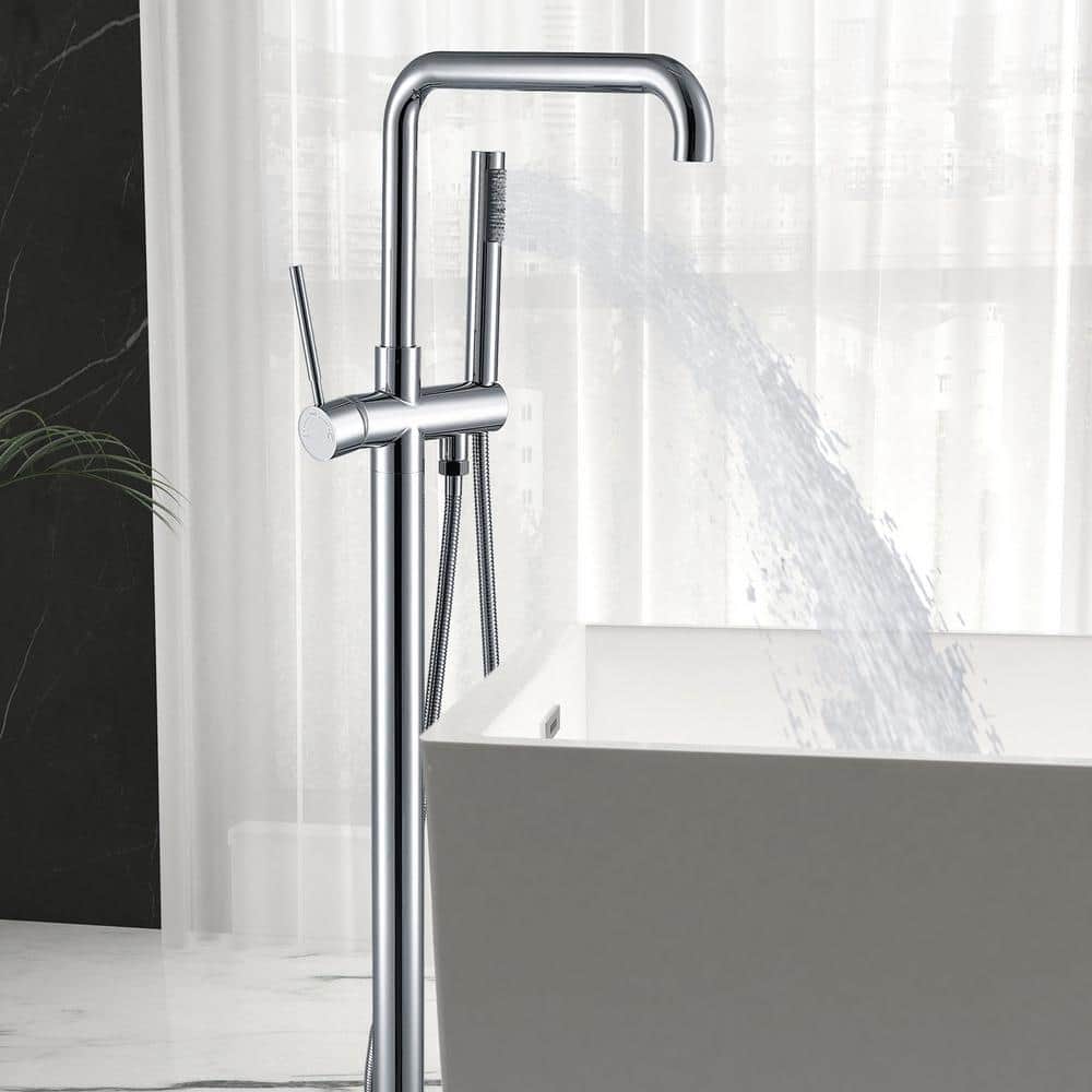 Chrome Freestanding High Arc Tub Filler with Lever Handle