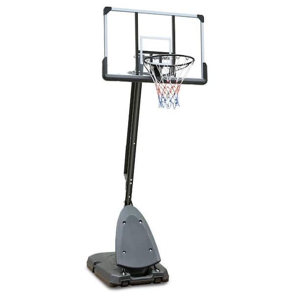 Tidoin 7.4 ft. to 10 ft. Portable Adjustable Height Basketball Hoop Backboard System with 44 in. Backboard and Wheels
