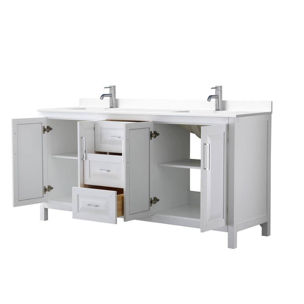 White Double Freestanding Bathroom Vanity with Marble Top