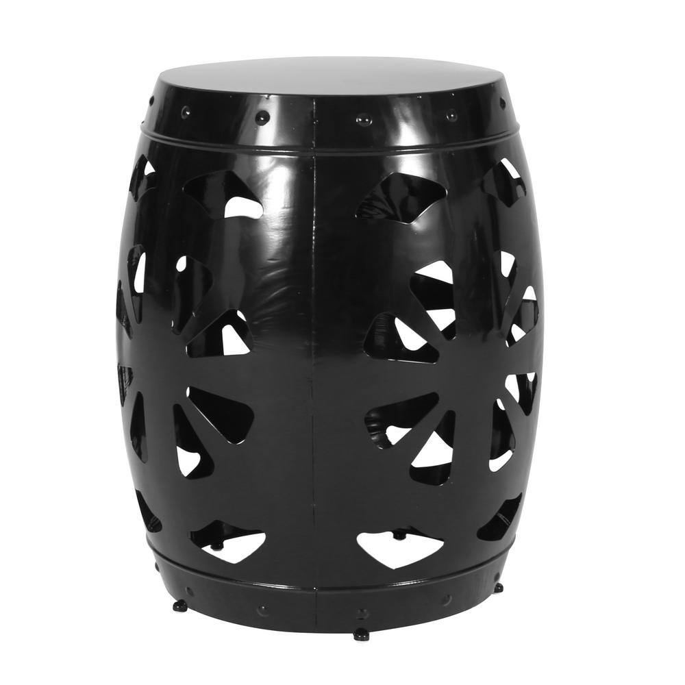 16.5 in. Drum shape Hollowed Metal Outdoor Side Table in Black for courtyard price history on PriceWatchPro