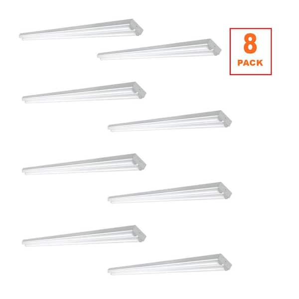 8 ft. 9000LM 90W 2-Light LED White Strip Light Fixture 120V Bright White 4000K Garage Lighting Non-Dimmable (8-Pack)