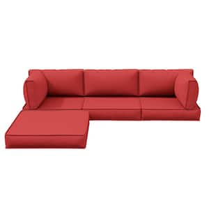 25.6 in. x 25.6 in. x 4 in. (9-Piece) Deep Seating Outdoor Sectional Cushion Red