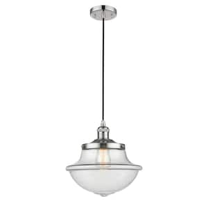Oxford 1 Light Polished Nickel Schoolhouse Pendant Light with Clear Glass Shade