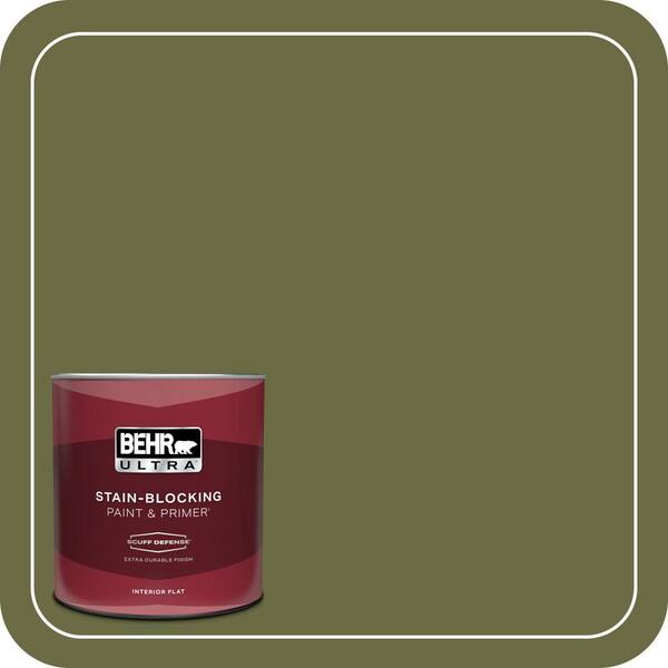 BEHR ULTRA 1 qt. Home Decorators Collection #HDC-CL-20 Portsmouth Olive Extra Durable Flat Interior Paint & Primer