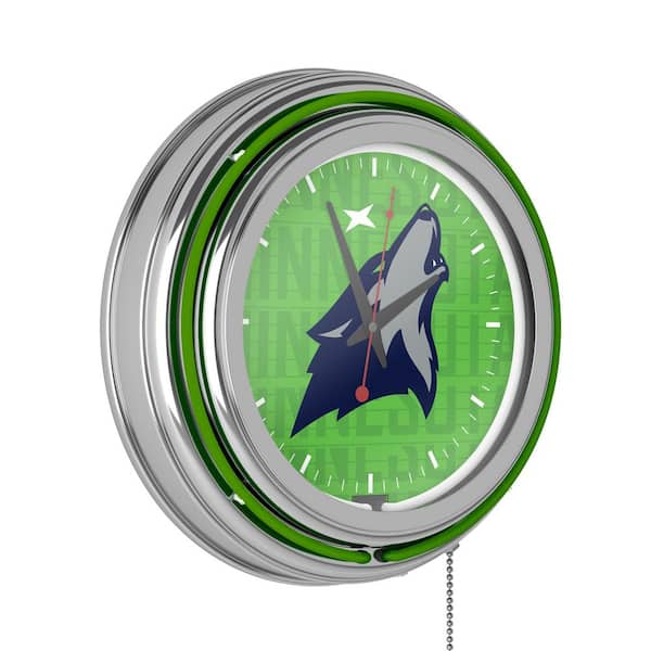 Unbranded Minnesota Timberwolves Green City Lighted Analog Neon Clock