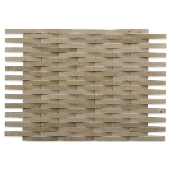 Ivy Hill Tile 3D Reflex Crema Marfil 9 in. x 11.5 in. x 12 mm Marble Mosaic Wall Tile