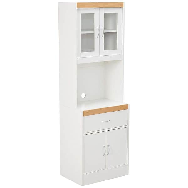 HODEDAH China Cabinet White with Microwave Shelf