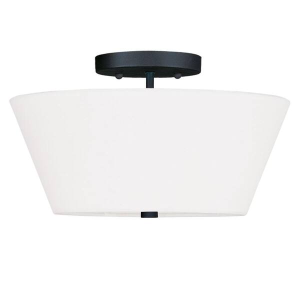 Livex Lighting Providence 2-Light Black Incandescent Ceiling Semi-Flush Mount Light