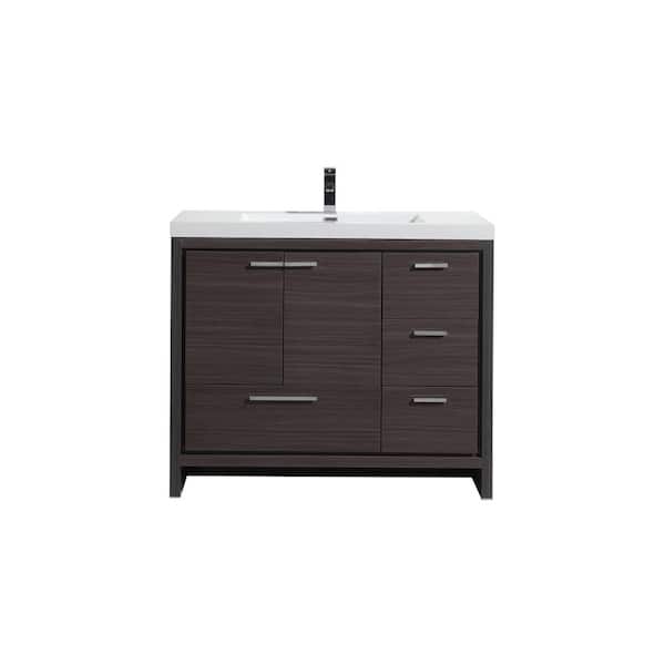 Moreno Bath Dolce 42 In W Vanity Dark Gray Oak With Reinforced Acrylic Top White Basin And Right Side Drawers Md642rwb The Home Depot Moreno Bath Dolce 42 In W Vanity, 42 Vanity With Sink On Right Side