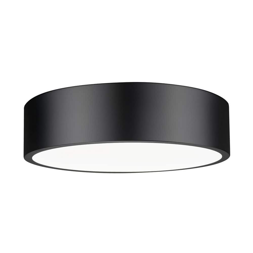 Coronado 16 in. Matte Black Integrated LED 1 Light Flush Mount with Frosted
