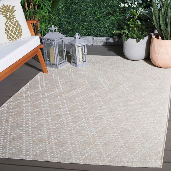 Sunset Salmon/Gray 4 ft. x 6 ft. Geometric Diamond Indoor/Outdoor Area Rug