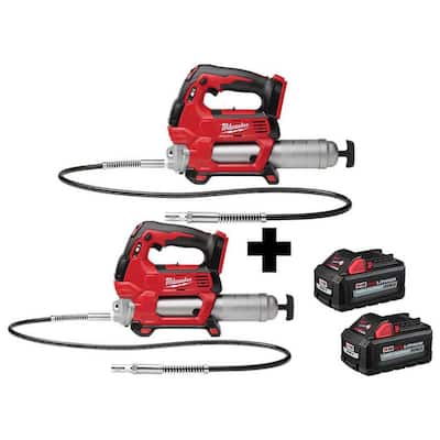 M18 18-Volt Lithium-Ion Cordless Grease Gun 2-Speed (Tool-Only) with (2-Pack) 6.0 Ah Batteries