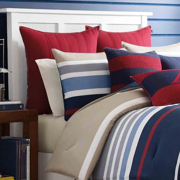 Bradford Navy Striped Cotton Comforter Set