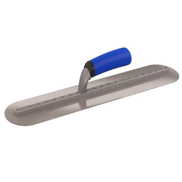 Bon Tool 18 in. x 4 in. Long Shank Round End Finishing Trowel with Comfort Grip Handle