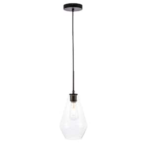 Timeless Home Grant 1-Light Black Pendant with Clear Glass Shade
